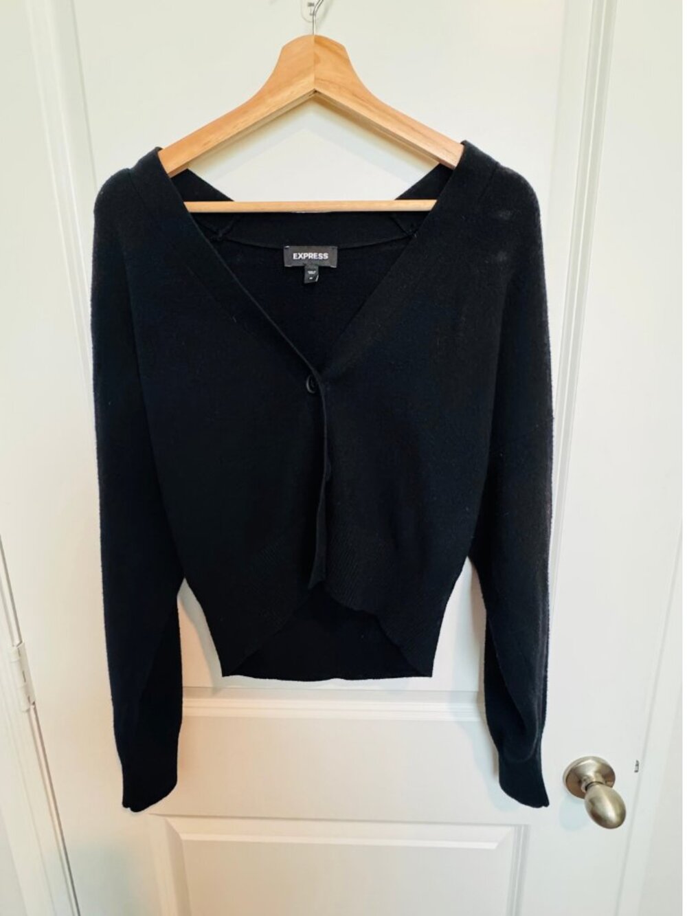 (2 for $10) Express Black Cropped V-Neck Button Cardigan Size M